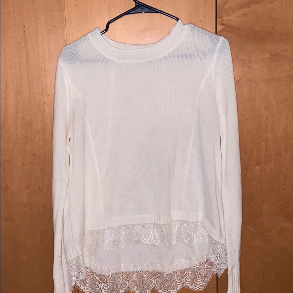 Lace trim sweater